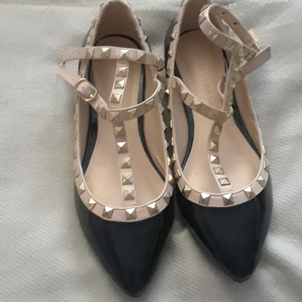 black studded flats